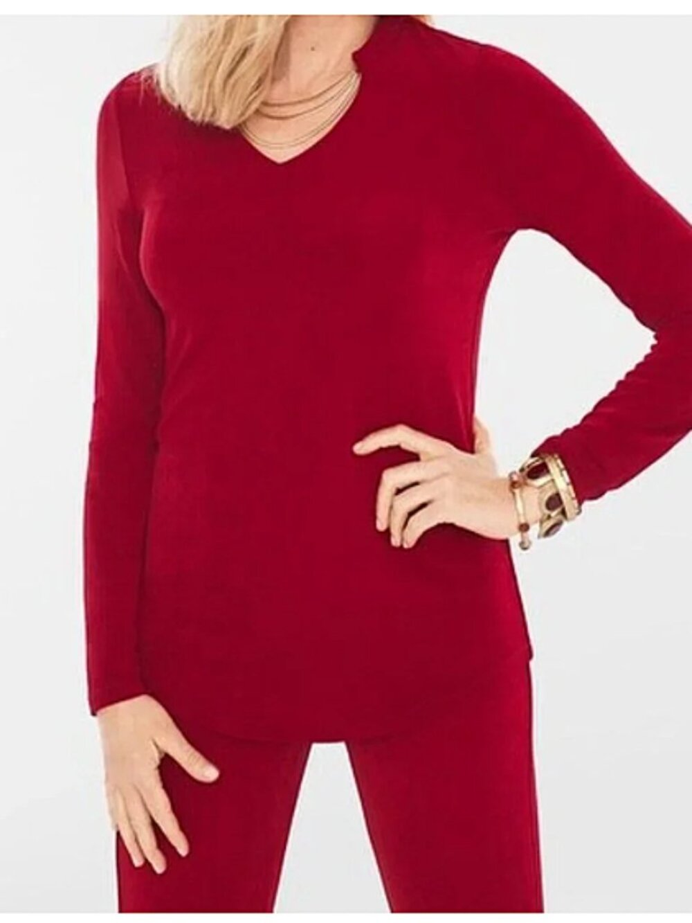 Chico's Travelers Chain Detail Neck Top size 2 NWT